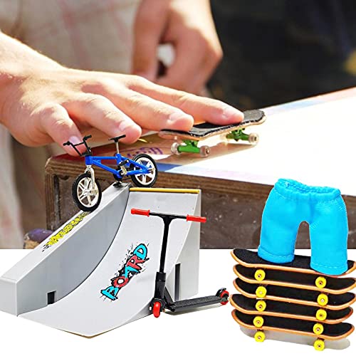 DRXX Finger Skate Park Kit, Mini Finger Toy Set, Finger Skateboard Ramp Set, Skate Park Kit Que Incluye Park, Vitality Board, Pantalones, Bicicleta, Monopatín, Accesorios