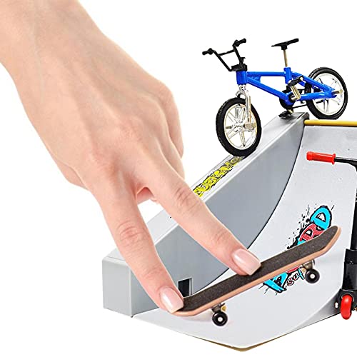 DRXX Finger Skate Park Kit, Mini Finger Toy Set, Finger Skateboard Ramp Set, Skate Park Kit Que Incluye Park, Vitality Board, Pantalones, Bicicleta, Monopatín, Accesorios