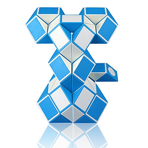 EACHHAHA Magic Snake Puzzles Serpiente mágica 48 Secciones-Juguetes educativos antiestrés-Fidget Toys-Regalos de Fiesta para niños y Juguetes pequeños(Gran Azul y Blanco*1)