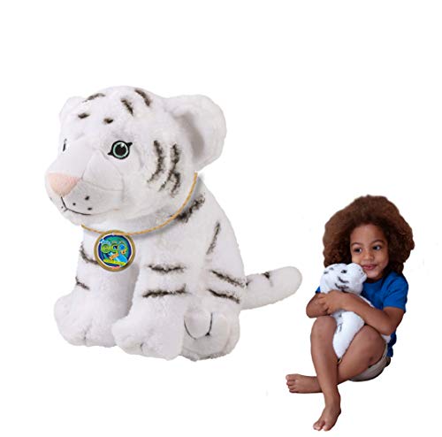 EcoBuddiez - Tigre Blanco de Deluxebase. Peluche Grande de 30 cm elaborado con Botellas de plástico recicladas. Lindo Peluche ecológico con Forma de animalito para niños pequeños.