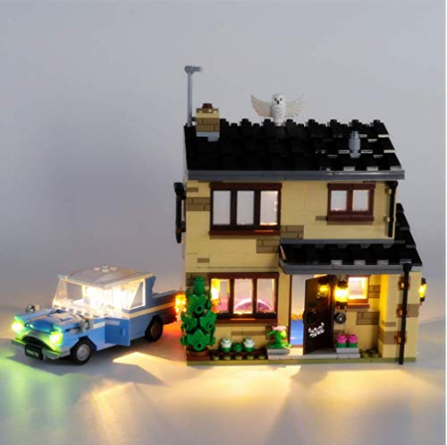 EDCAA Kit de iluminación LED para Harry Potter 4 Privet Drive House Set con Ford Anglia, Dobby Figure y Dursley Family Set compatible con Lego 75968 (no incluido)