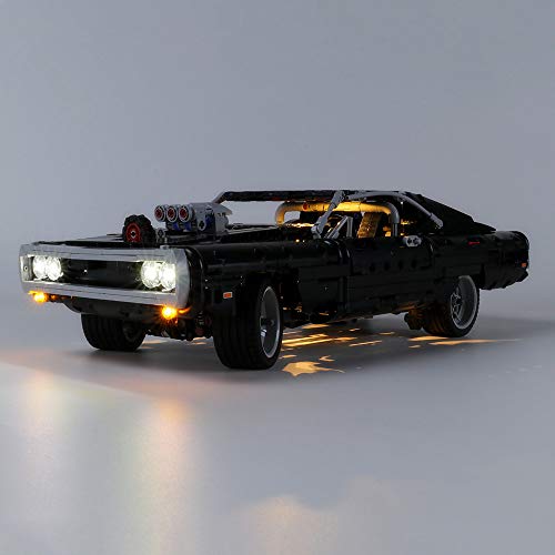EDCAA Kit de iluminación LED para Technic Fast & Furious Dom's Dodge Charger Racing modelo de coche, icónico juego de construcción de coleccionista compatible con lego 42111 (no incluye el modelo)