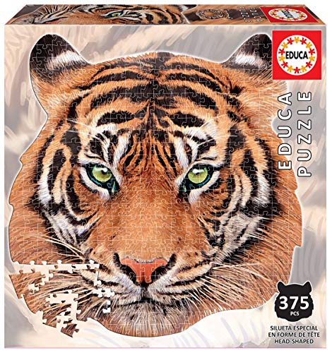 Educa Borras - Serie Animal Face Shaped, Puzzle 375 piezas, Tigre (18475)