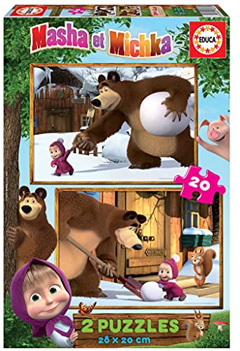 Educa - Masha & Micka 2 Puzzles de 20 Piezas, Multicolor (18643)