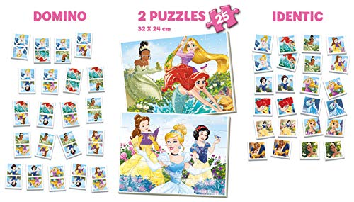 Educa - Superpack Princesas Disney Princess Pack de Domino, Identic y 2 Puzzles, Juego de Mesa, Multicolor (17198)