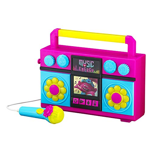 EKids Trolls World Tour Canta con micrófono, música integrada, Luces Intermitentes, micrófono de Trabajo Real para máquina de Karaoke Infantil, Conecta Reproductor MP3 Aux en Dispositivo de Audio