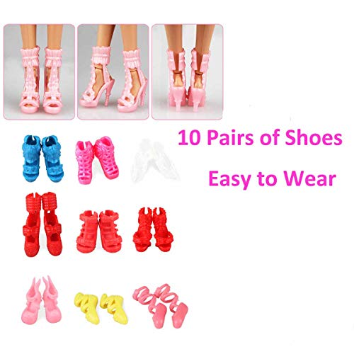 Eligara La Ropa de muñeca y los Accesorios para la muñeca, Incluyen 10 Trajes de Fiesta de muñeca, 1 Vestido de Costura y 10 Zapatos de muñeca de Pareja