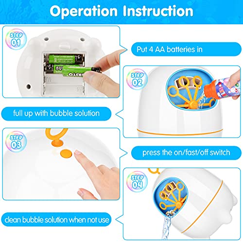 Elover USB Cargada Máquina de Burbuja Automática Soplador de Burbujas Portable con 2 Velocidad Adjustable Alto Rendimeinto para Externo y Interno Fiestas Bodas