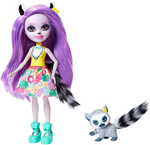 Enchantimals-Larissa Lemur Muñeca con Mascota Ringlet, multicolor (Mattel GFN44)