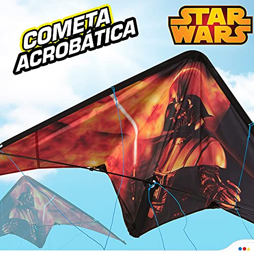 Eolo - Cometa acrobática, Cometa Star Wars, 125x90 cm, 2 asas redondas, diseño Star Wars, Pop Up, Cometas para niños, + 6 años, Juegos de exterior, Juegos para niños, CB Toys (43150)