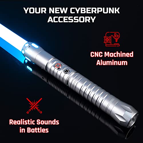 Espada Láser Luminosa – Sable Láser Luminoso - Listo Para El Combate - 11 Colores Y Sonidos Realistas – Lightsaber De Aluminio - Hoja De Alta Resistencia Desarmable - Cyberblade Alphagrip Silver