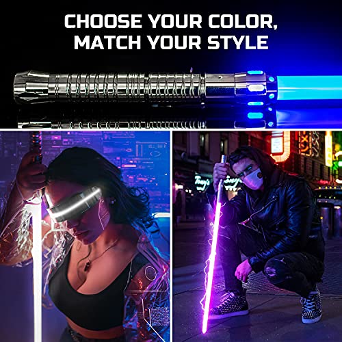 Espada Láser Luminosa – Sable Láser Luminoso - Listo Para El Combate - 11 Colores Y Sonidos Realistas – Lightsaber De Aluminio - Hoja De Alta Resistencia Desarmable - Cyberblade Alphagrip Silver