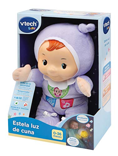 Estela luz de cuna, Suave Peluche Infantil Que Brilla en la Oscuridad para calmar y relajar al bebé a la Hora de conciliar el sueño, más de 70 Canciones, Sonidos y tiernas melodías