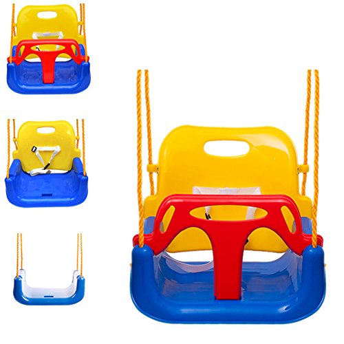 EXTSUD 3 En 1 Columpios Infantiles para Bebés Niños con Silla Convertible en Asiento de Seguridad, Carga Máx. 150 KG, para Casa Jardín Interiores o Exteriores (Azul)