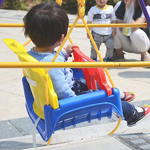 EXTSUD 3 En 1 Columpios Infantiles para Bebés Niños con Silla Convertible en Asiento de Seguridad, Carga Máx. 150 KG, para Casa Jardín Interiores o Exteriores (Azul)