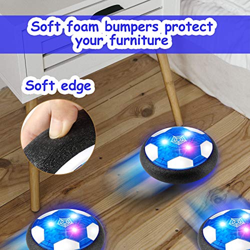 EXTSUD Balón Fútbol Flotante Pelota de Air Fútbol con Protectores de Espuma Suave y Luces LED, Juguete Deportivo para Niños de 3, 4, 5, 6, 7, 8, 9-12 Años