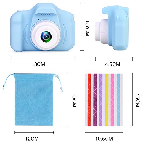 Faburo Set de Cámara de Fotos Digital Infantil con Tarjeta de Memoria Micro SD 32GB, 1080P, Azul