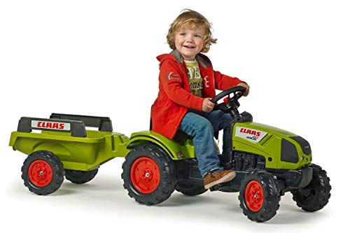 Falk – Tractor a Pedales Claas con Remolque – A Partir de 2 años – Fabricado en Francia – Volante direccional con bocina – 2040A