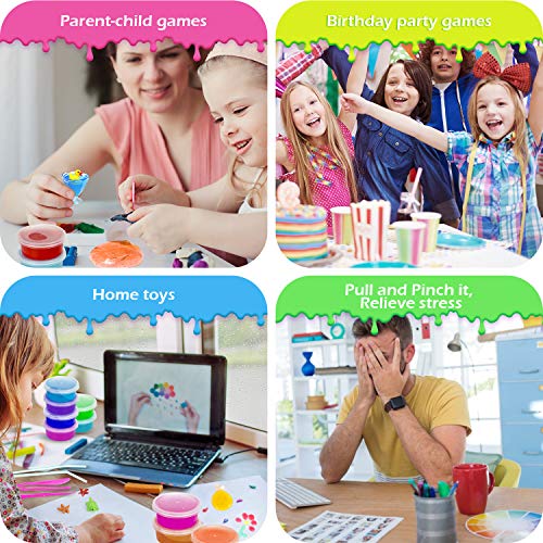 Fansteck 108PCS Slime para Niñas, Manualidades Niños, 24 Colores Purpurinas Fluffy Borax, Kit Manualidades, Slime Kit, Purpurina Manualidades Regalo para Niños 6+ Años Juguete Creativo Material Seguro