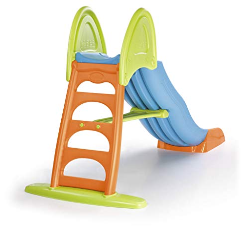 FEBER - Super Mega Slide, Tobogán de colores luminosos rampa curva y conexión de agua, resistente y seguro, con pasamanos y escaleras antideslizantes, pequeños desde 3 años, FAMOSA (800009594)