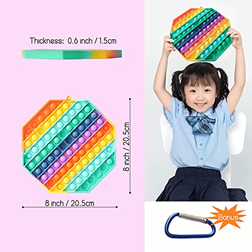 Fettinow Pop Its Gigante XXL - 20 cm Jumbo It Pop- Juguete Enorme Pop Its Fidget - Juguete Sensorial Big It Pop Grande para Aliviar El Estrés (Arco Iris)
