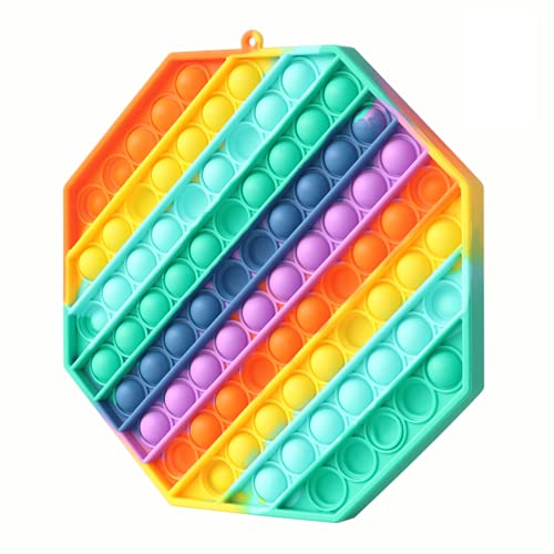 Fettinow Pop Its Gigante XXL - 20 cm Jumbo It Pop- Juguete Enorme Pop Its Fidget - Juguete Sensorial Big It Pop Grande para Aliviar El Estrés (Arco Iris)