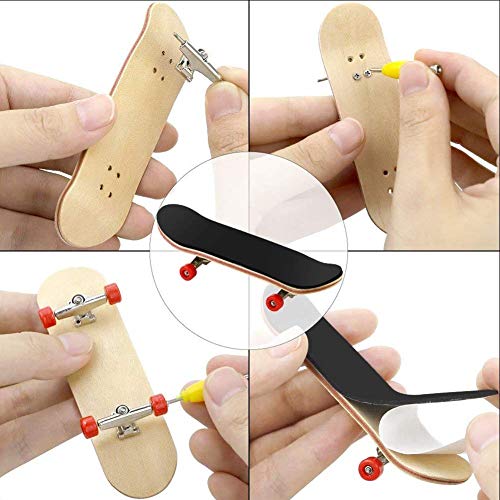 Fingerboard Finger Skateboards, Mini diapasón, Patineta de dedos profesional Maple Wood DIY Assembly Skate Boarding Toy Juegos de deportes Kids(Rojo)