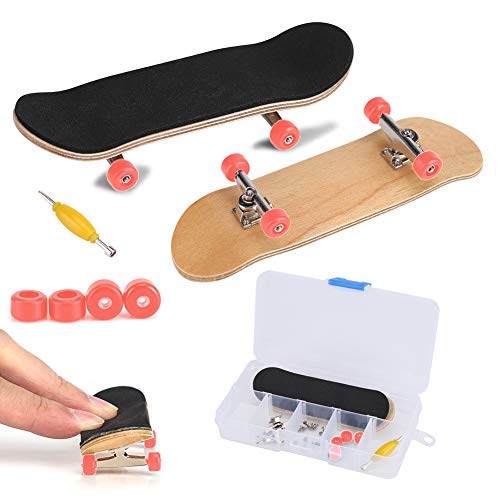 Fingerboard Finger Skateboards, Mini diapasón, Patineta de dedos profesional Maple Wood DIY Assembly Skate Boarding Toy Juegos de deportes Kids(Rojo)