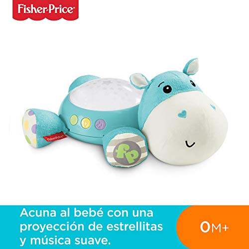 Fisher-Price CGN86 Hippo Plush Projection Soother, New-Born Soft Light Projector White Noise Toy