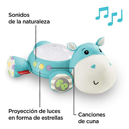 Fisher-Price CGN86 Hippo Plush Projection Soother, New-Born Soft Light Projector White Noise Toy