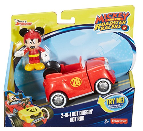 Fisher-Price disney mickey y el roadster corredores, 2-en-1 hot doggin' del coche de carreras