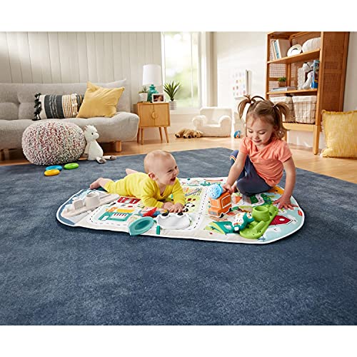 Fisher-Price Gimnasio Jumbo Ciudad de Actividades, manta de juego para bebé recién nacido, Mattel GJD41