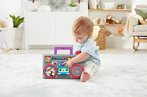 Fisher-Price Ríe y Aprende Radiocasete de juguete con sonidos, regalo para bebés +6 meses (Mattel GYB98)