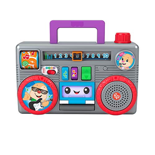 Fisher-Price Ríe y Aprende Radiocasete de juguete con sonidos, regalo para bebés +6 meses (Mattel GYB98)