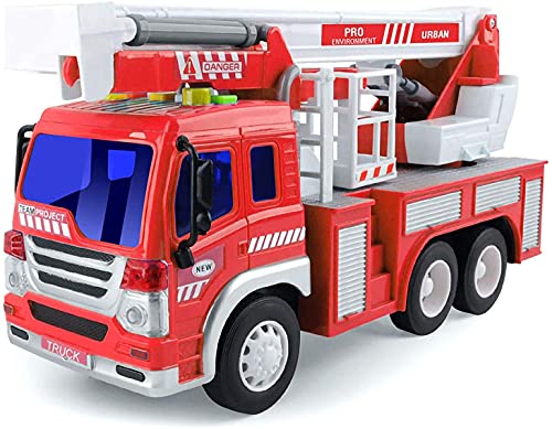 GizmoVine Camion De Bomberos De Bomberos con Luces Y Sonidos, Tirar De VehíCulos Coches De Juguetes De para NiñOs PequeñOs, NiñOs Y NiñAs
