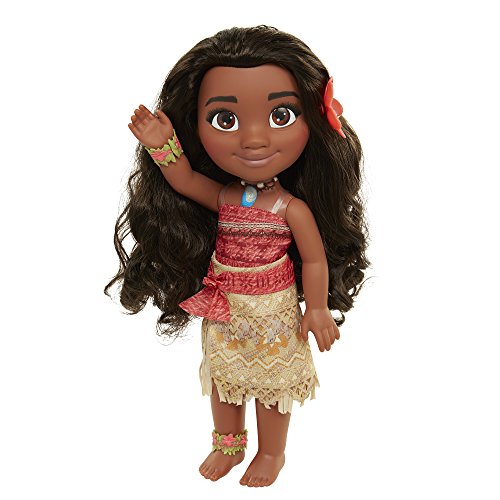 Glop Games- Princesa Disney, muñeca Vaiana con Todo Lujo de Detalle. Fíjate en su Pelo, Vestido, Flor de Polinesia Toddler 35cm, 38 cm (04703)