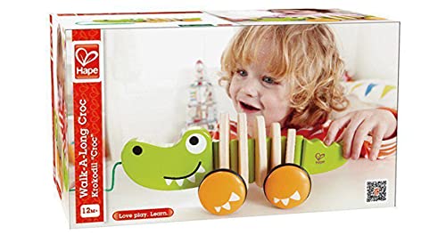 Hape E0348-Cocodrilo de madera, color naturaleza + verde. (0HPE0348)