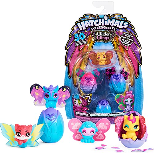 HATCHIMALS with Mix and Match (Styles May Vary) CollEGGtibles, Wilder Wings Multipack con 4 4 alas mezcladas y combinadas (los Estilos Pueden Variar) (Spin Master 6059012)