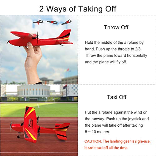HAWK'S WORK Avión RC 2 CH Z50, fácil de Aprender, Avión RC 2.4GHz para Niños y Novatos, Avión Control Remoto (Rojo)