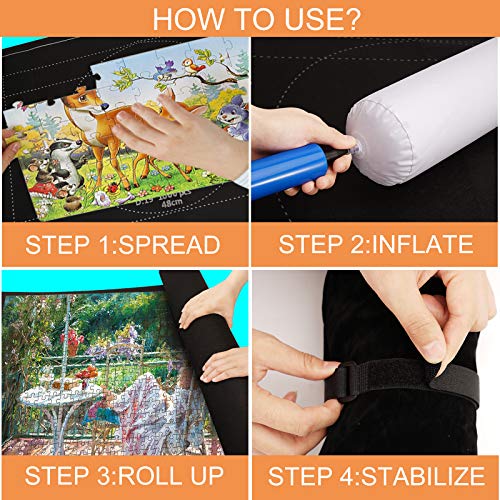 Herefun Puzzle Roll Mat 2000 Piezas, Puzzle Mat Tapete para Puzzles Alfombrilla para Enrollar Puzzles Accesorios para Puzzles Roll Felt Mat con Bolsa De Almacenamiento Portátil