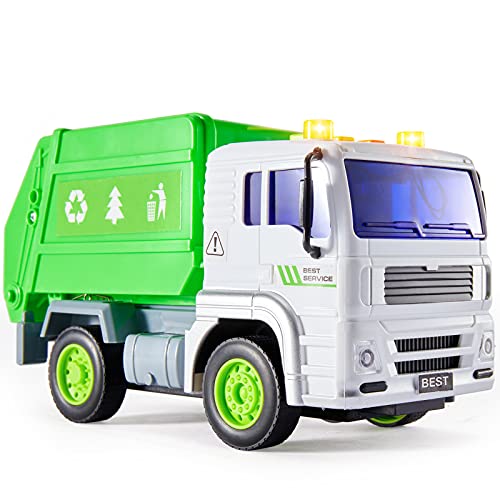 HERSITY Camión de Basura Coches de Friccion con Luces y Sonidos Vehiculos Juguete Regalos para Niños 3 4 5 Años