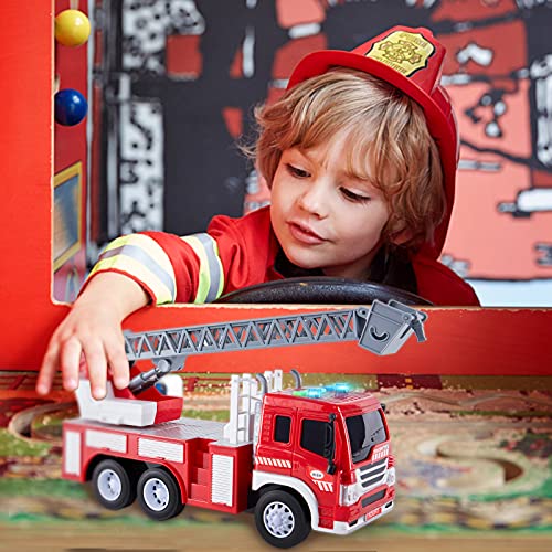 HERSITY Camión de Bomberos Grande con Luces y Sonidos Coches de Construccion Vehículos de Juguete Regalos para Niños 3 4 5 Años