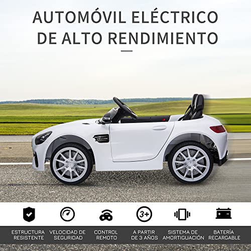 HOMCOM Coche Eléctrico Infantil Coche Juguete Niño 3 Años+ con Mando a Distancia con Música y luz Faro Delantero Cinturón de Seguridad Batería 6V Carga 40kg 114,5x78x47,5cm