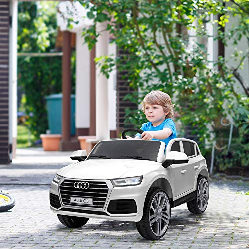 HOMCOM Coche Eléctrico para Niño +3 Años Audi Q5 con Mando a Distancia MP3 Luces y Sonidos Apertura de Puerta 116x75x56cm Carga 30kg
