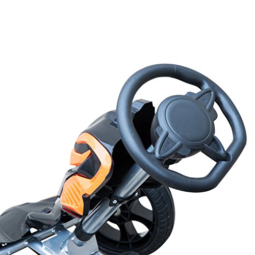 HOMCOM Go Kart Racing Deportivo Coche de Pedales para Niños +5 Años con Asiento Ajustable Embrague y Freno Ruedas de Goma 122x60x70cm Negro y Naranja