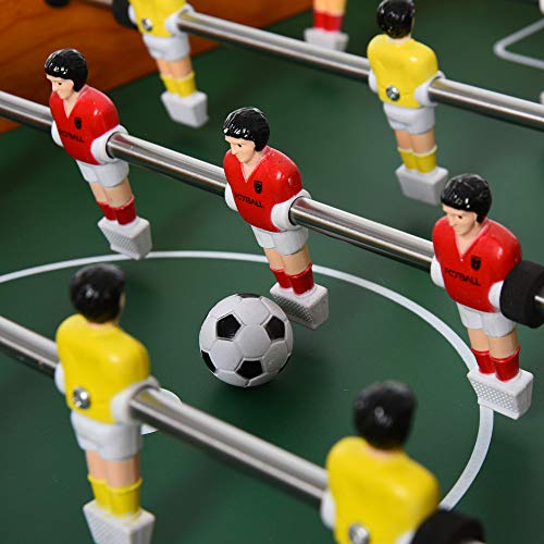 HOMCOM Mesa de Futbolín Juego de Fútbol de Mesa con 22 Jugadores Incluidos Tablas de Puntuación Agarres Cómodos Diseño Compacto 84,5x40x61,2 cm Color Madera y Negro