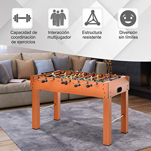 HOMCOM Mesa de Futbolín para Casa o Salas de Juego Fácil de Montar con 8 Barras y 2 Pelotas 122x61x80,7cm