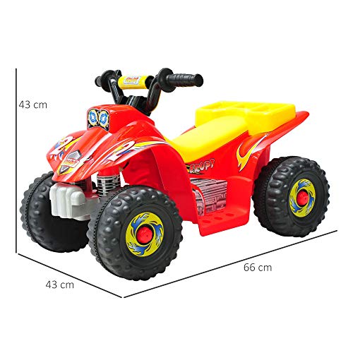 HOMCOM Quad Bateria 6V Moto Eléctrica Infantil Niños +18 Meses Velocidad 2'5 Km/h Carga Máx 20 Kg Sonido Luces Cargador Incluido