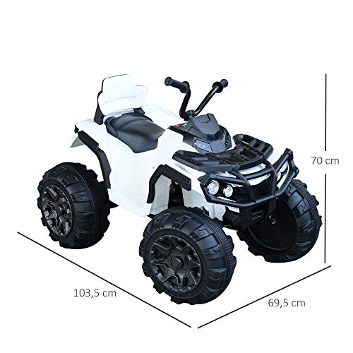 HOMCOM Quad Eléctrico Niño Coche Eléctrico Cuatrimoto Batería 12V con MP3 Radio Luces Sonidos 103,5x69,5x70 cm Carga 30kg