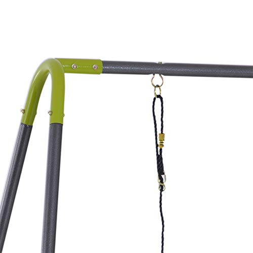 HOMCOM Set de Columpio Infantil al Aire Libre con Columpio y Planeador de balancín Columpio Jardín de Metal Juguetes Exterior Adecuado Niños 3-10 Años
